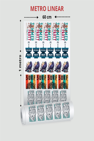 ESTAMPA DTF Têxtil - METRO LINEAR (60X100)  (L) 60cm x 100cm (A)    