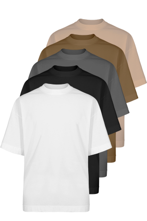 Kit com 5 camisetas Heavy Oversized Tecido 100% Algodão fio 20.1 penteado     Produto Premium de Altíssima Qualidade