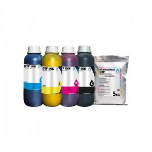 KIT DTF COMPLETO: Tintas CMYK 1L + Pó Poliamida 5KG | Impressão Têxtil Profissional      