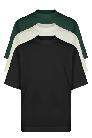 Kit com 3 camisetas Heavy Oversized Tecido 100% Algodão fio 20.1 penteado     Produto Premium de Altíssima Qualidade